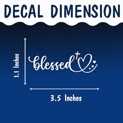 Set 2Pcs Blessed Hearts Rearview Mirror Decal Christian, Pray, Jesus Car Decals, Bible Catholic Sticker, Water Bottle Laptop Window Vinyl Waterproof 3,5x1,1 Inches Car Sticker Gift for Mom Dad Friend - color: Blessed Hearts
