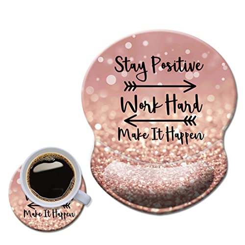 Mouse Pad with Wrist Support, Non Slip Mousepad Wrist Rest for Office, Computer, Laptop & Mac- Durable & Comfortable & Lightweight Ergonomic Support Mouse Mat Glitter Quote - color: Inspirational Quote, size: 8.8L x 7.5W inches