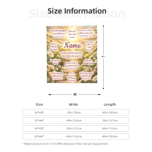 Custom Name Daisy Christian Blanket for Women, God is With You Scripture Throw Blanket, Personalized Religious Faith Gift, Sympathy Gift for Mom Daughter Sister Friend, Birthday Christmas Baptism Gift - color: Background Pattern 2