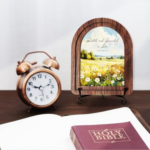 Rooted and Grounded in Love Wood Plaque Signs，Christian Desk Decor - color: Ephesians 3:17