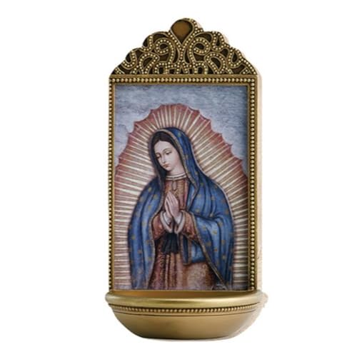 Christian Brands Catholic Holy Water Fount Home Entry Wall or Tabletop Display, 6", Our Lady of Guadalupe - color: Our Lady of Guadalupe