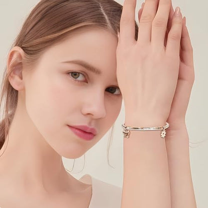 DS Women Christian Charm Bracelet,Cross Scripture Stainless Steel Jewelry - style: Believe in you like i do-Rose Gold