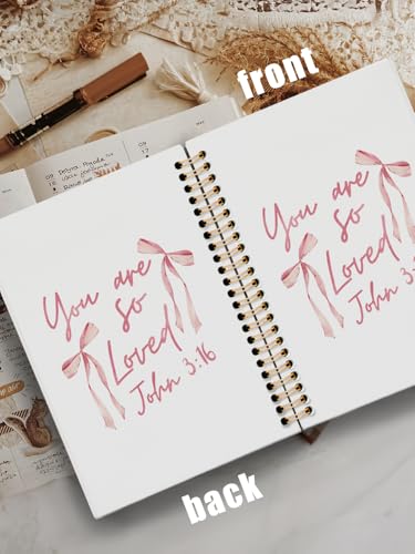 Pink Ribbon Bow Christian Notebook Journal, Christian Gifts for Women, You Are So Loved Bible Verse Notebooks for Work, Religious Scripture Hardcover Spiral Notebook Journal 5.5x8.3 - color: JOHN 3:16