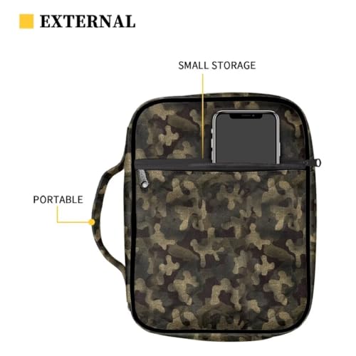 Coldinair Camo Bible Cover for Men Women Bible Case Bible Carrier Carrying Organizer Purse Handbag with Zipper Pockets Church Bag - color: Camo