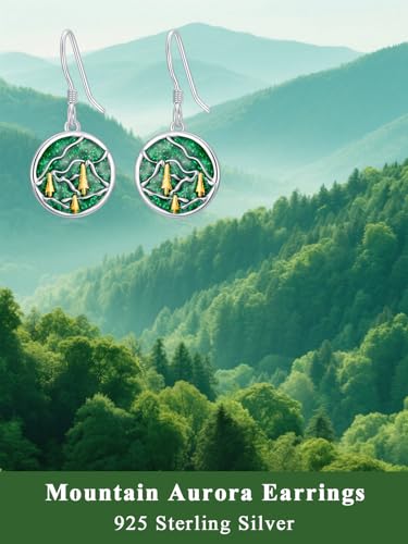 Dorunmo 925 Sterling Silver Mustard Seeds Dangle Earrings for Women Mountains Earrings Hypoallergenic Christmas Jewelry Gifts for Women - style: Mountain Aurora