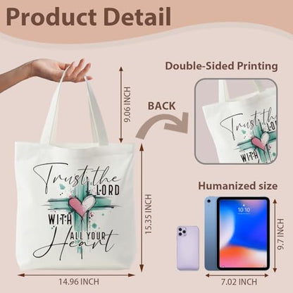 kunlisa Christian Tote Bag for Women, Christian Gifts for Women Faith Canvas Tote Bag - color: Trust in the Lord