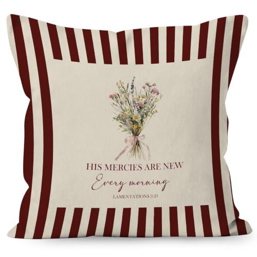 Christian Bible Verse Floral Decorative Throw Pillow Cover 18x18
