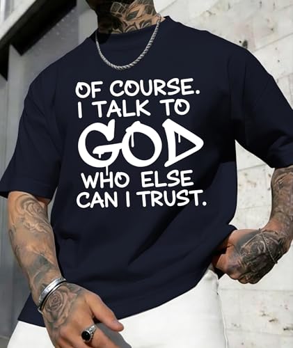 KESIHAN Christian Shirts for Men Jesus Fear God Faith Graphic Tee - color: Navy-3, size: X-Large