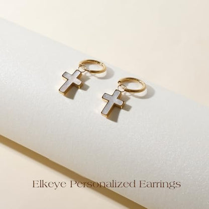Natural White Sea Shell Long Pendant Earrings for Women Iridescent Elegant 18K Gold-Plated Titanium Steel Jewelry Minimalist & Unique - color: 4022-Gold