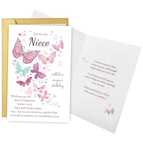 Qiliji Happy Birthday Card for Niece, Sweet Niece Birthday Card, Nieces Bday Cards Gifts from Uncle Aunt - color: Niece Birthday