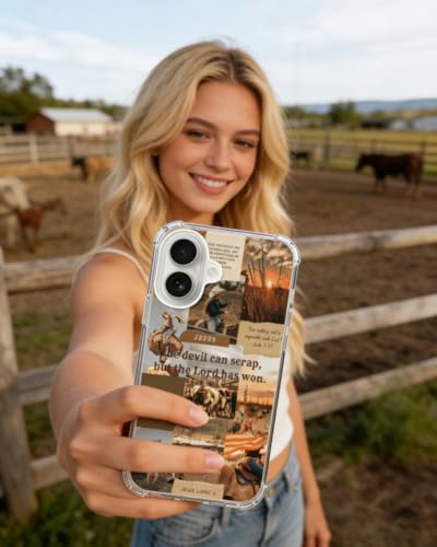 Christian Cowboy Cowgirl Phone Case Compatible with iPhone 17, Wild West Bible Verses Phone Cover for iPhone 17 - color: Christian Cowboy