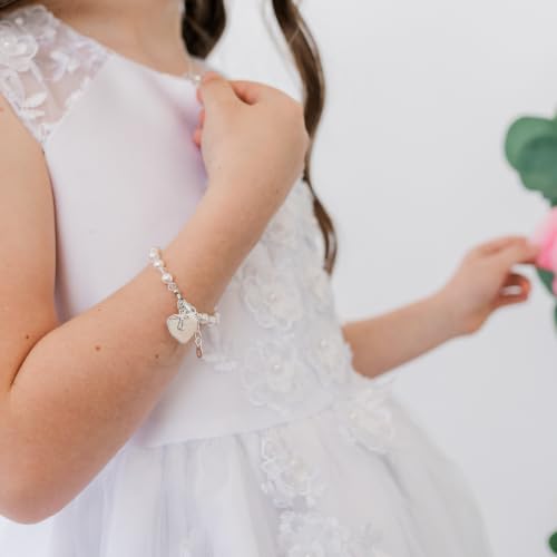 Cherished Moments First Communion Bracelets, .925 Silver or 14K Gold-Plated - color: Pearl w/Crystal-SILVER