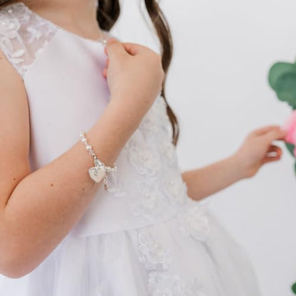 Cherished Moments First Communion Bracelets, .925 Silver or 14K Gold-Plated - color: Pearl w/Crystal-SILVER