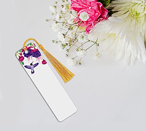 WIRESTER Set of 2 Metal Bookmarks with Light Gold Tassel for Students, Reader, Teachers, Book Lovers - Hummingbird Fuchsias, Hummingbirds Crocosmia - color: Hummingbird Fuchsias, Hummingbirds Crocosmia