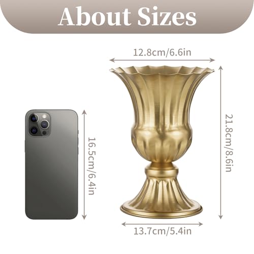 Sziqiqi Gold Metal Vase for Centerpiece, Table Flower Arrangements, 2Pcs - color: Gold, size: 9in-2pcs