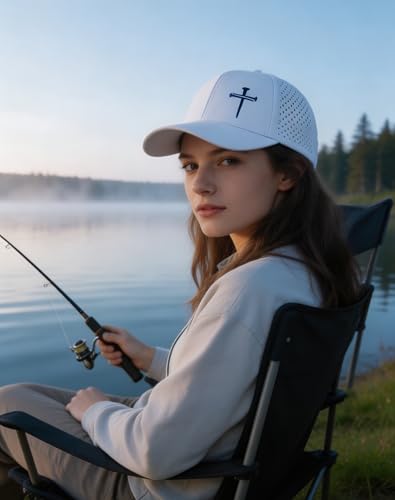 Jesus 3 Nail Cross Hat Christian Religious Gifts for Christma with Embroidered - Adjustable Snapback Baseball Cap - color: 3 Nail Cross Mesh Nylon White