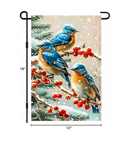 BlissYard Christmas Bluebird Garden Flag 12x18 Inch Polyester - color: Bluebird