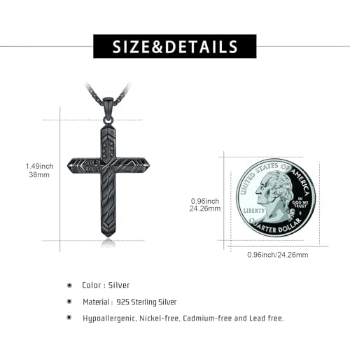 American Flag/Eagle/Star Necklace for Women 925 Sterling Silver Silver/Gold/Black American Flag Pendant 4th of July Jewelry for Wife Sister Girlfriend - color: Black-4