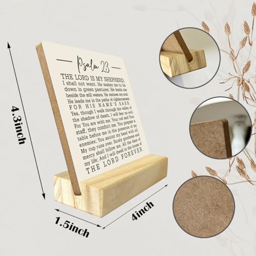 A1 Christian Psalm 23 Wood Sign Plaque with Stand, Bible Verse Home Decor - color: Psalm 23 B 02