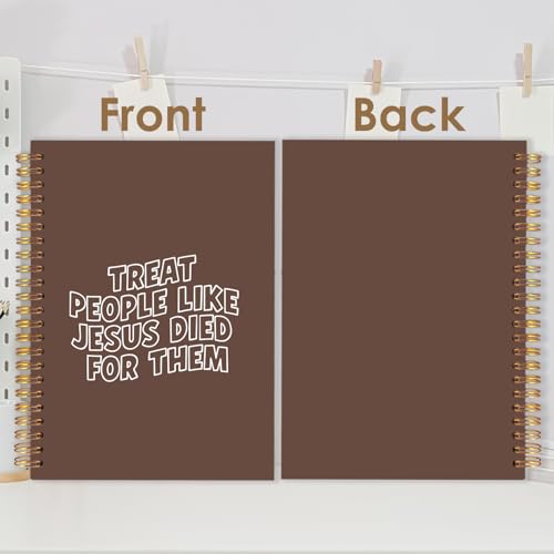 Christian Spiral Journal Notebook 5.5x8.3in, Bible Scripture Journal for Woman, Christian Gifts for Women, Treat People Like Jesus Religious Notebooks for Note Taking, Hardcover Notebook - color: Brown