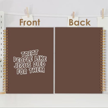 Christian Spiral Journal Notebook 5.5x8.3in, Bible Scripture Journal for Woman, Christian Gifts for Women, Treat People Like Jesus Religious Notebooks for Note Taking, Hardcover Notebook - color: Brown