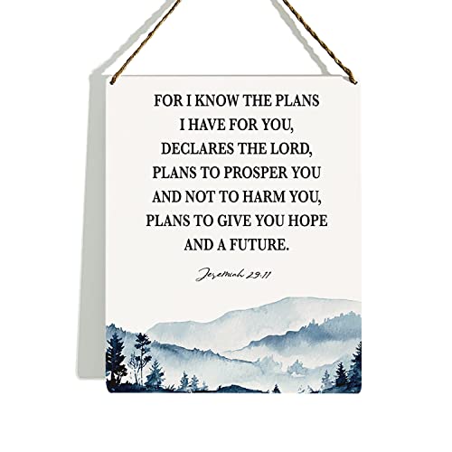 Christian Wall Decor, Bible Verse Wall Decor Wooden Hanging Sign, Serenity Prayer Wall Art, Jeremiah 29:11, Scripture Wall Art Decor for Farmhouse Home Porch Office Bedroom Bathroom, 8 x 10 Inches - color: Jeremiah 29:11.