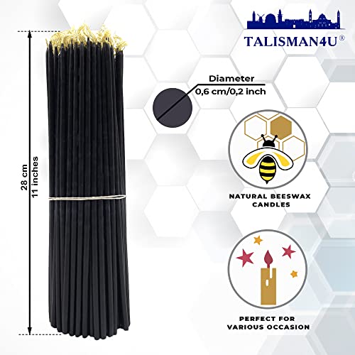 TALISMAN4U 50 Black Beeswax Taper Prayer Candles 11inch Holy Land Jerusalem - color: Black