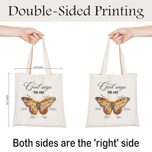 Christian Canvas Tote Bag for Women, Inspirational Faith Shoulder Bag - color: God 05