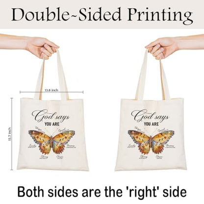 Christian Canvas Tote Bag for Women, Inspirational Faith Shoulder Bag - color: God 05