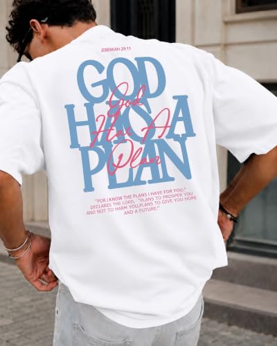 KUYIGO Men's Christian Faith Graphic T Shirt Scripture Crewneck Tee - color: White, size: XX-Large