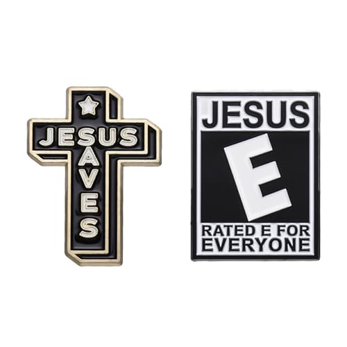 2pcs Jesus Cross Pin,Hat Jacket Enamel Pins Jesus Pins for Backpacks Jesus Saves Lapel Pin i Love Christian Pins for Backpacks Decoration Cross Brooch For Women