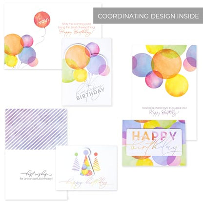 Masterpiece Colorful Pop Out Happy Birthday Cards / 12 Boxed Birthday Cards With Orange Envelopes / 4 5/8" x 6 1/4" Folded Greeting Cards With Inside Verses / 3 Pop Out Dimensional Designs - color: Colorful Pop Out