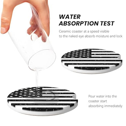 American Flag Retro Car Cup Holder Coasters 2 Pack 2.63" for Women - color: White