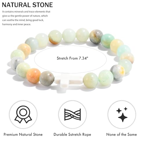 VIBILIA Cross Beaded Bracelets for Women, Birthday Gifts - color: C 1. Cross - Amazonite