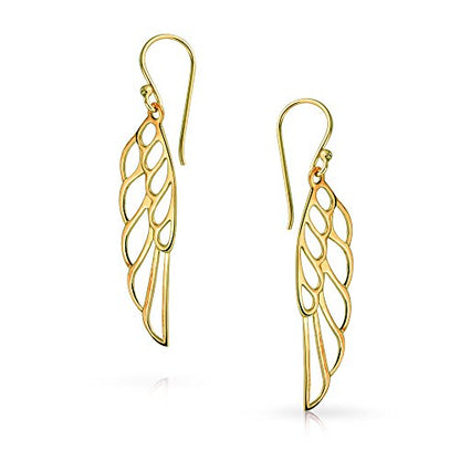Spiritual Angel Wing Feather Earrings Rose Gold Plated .925 Sterling Silver - color: Gold-Tone