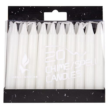 Mega Candles Unscented Mini Taper Chime Spell Candles 20 Count 4" x 1/2" - color: White, size: 20 Pieces