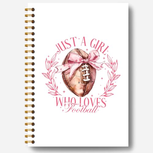 Coquette Pink Bow Football Notebook, Just a Girl Who Loves Football Journal, Football Gifts for Women, Football Mom Gifts, Preppy Notebook Journal for Note Taking Work, Spiral Notebook 5.5x8.3 Inch - color: Pink Bow Football