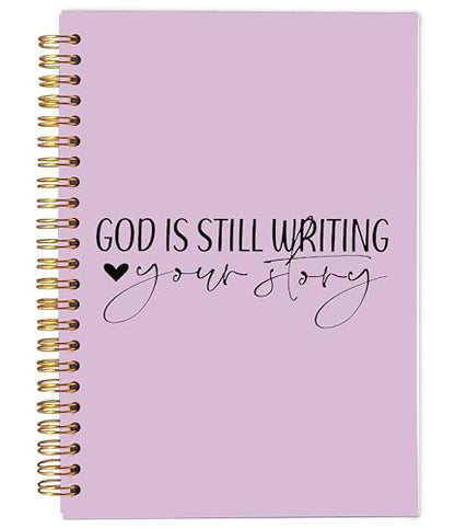 God is Still Writing Your Story Christian Notebook Journal - Christian Gifts for Women, Bible Journal Notebooks for Note Taking, Bible Journaling Notebook, Purple Spiral Notebook 5.5x8.3 - color: 7-Bible Purple-notebook