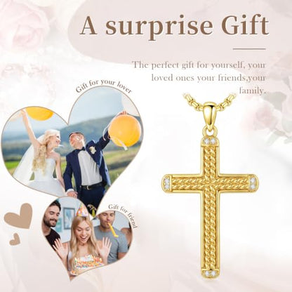 14K Gold Plated Cross Pendant Necklace Christian Jewelry Religious Gift - color: A01-Cross Gold