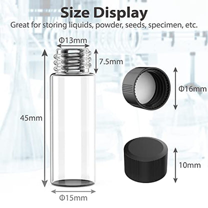 FOUR E'S SCIENTIFIC 1 Dram Clear Glass Vials, 4ml Sample Vials 100 Pack - size: 4ml Clear