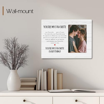 Anniversary Couple Gifts for Girlfriend Boyfriend, You Are My Favorite, Romantic Couples Wooden Picture Frame Gifts, Fits 4x6 Photo Frame