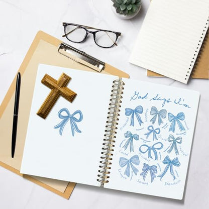 Blue Bow God Says I am Christian Bible Notebook Journal for Women - color: God Says I'm - Blue