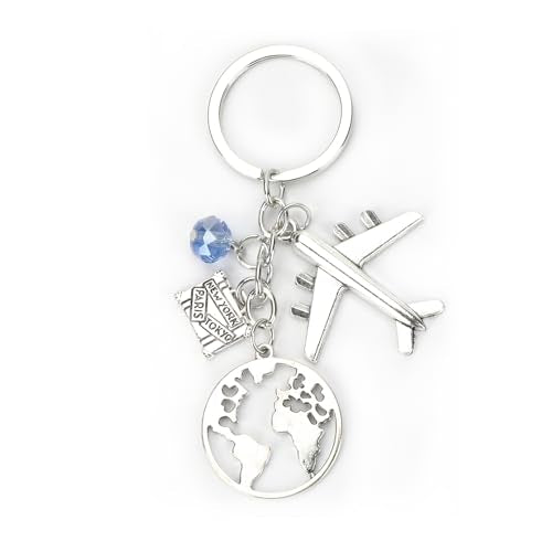 Airplane Keychains Travel Keychain for Women Compass Keyring Travel Airplane Keychain Gifts with Angel Charm - color: White8