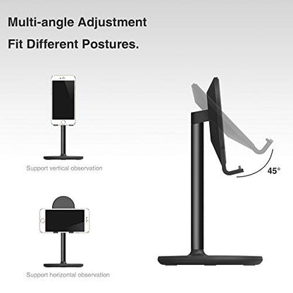Bright Stone Phone Stand for Desk, Adjustable Cell Phone Holder for Desk, Compatible with 4"-12.9" Phones/Tablet/iPhone/iPad/Switch (Black) - color: Black