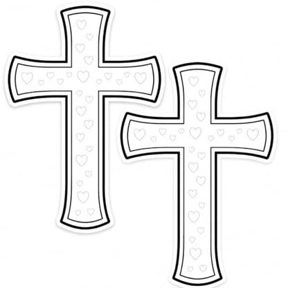 Christian Cross Car Decal, White Heart, 2 Pack - color: White Heart - 2 Pack