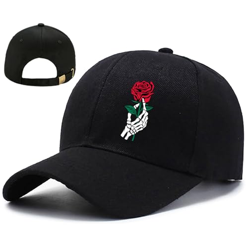 Baseball Cap for Men Cotton Black Baseball Hat for Mens Snapback Hats Trucker Dad Hat Snap Back Flat Bill Men's Caps - color: Fingers Holding Flowers
