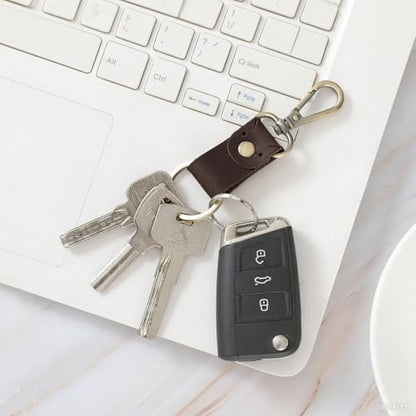 Jack&Chris Genuine Leather Keychain, Small Keychain for Man and Women, Key Holder Mens Belt Key Chain Ring, Red Brown - color: 3pack-red Brown