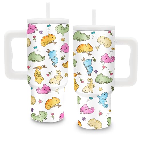 Axolotl Gifts for Girls 24oz Salamander Tumbler with Handle & Straw - color: Axolotl1