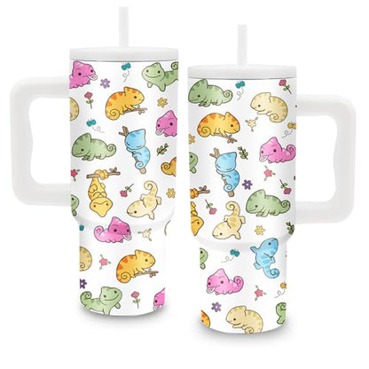 Axolotl Gifts for Girls 24oz Salamander Tumbler with Handle & Straw - color: Axolotl1