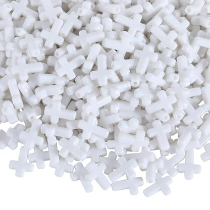 Ornaland Mini Cross Beads, Easter Crucifix for Rosary Making Bulk, 300 Pcs - color: White